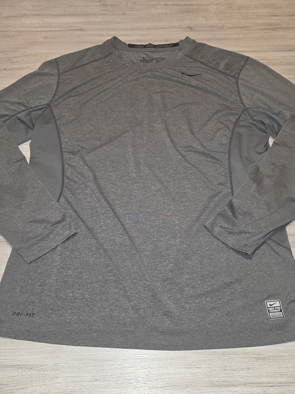Nike Pro Combat Long Sleeve Fitted Athletic Shirt Adult Gray Size XL